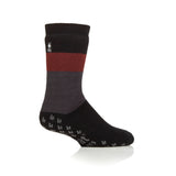 Mens IOMI Dual Layer Raynaud's Slipper Socks - Block Stripe Black