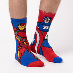 Mens Lite Licensed Character Socks - Marvel Iron Man & Captain America