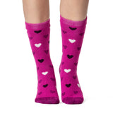 Ladies Lite Jasmine Socks - Fuchsia & Red Hearts