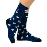 Ladies Lite Jasmine Socks - Dark Teal & Navy Hearts