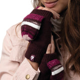 Ladies Bronte Converter Mittens - Burgundy & Mulberry