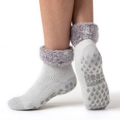 Ladies Original Queenstown Lounge Socks with Turnover Top - Grey