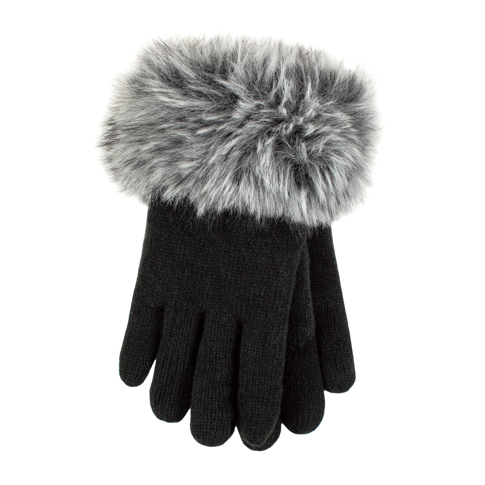 Ladies Hollis Faux Fur Thermal Gloves - Black