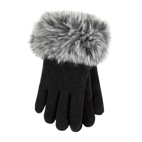 Ladies Hollis Faux Fur Thermal Gloves - Black
