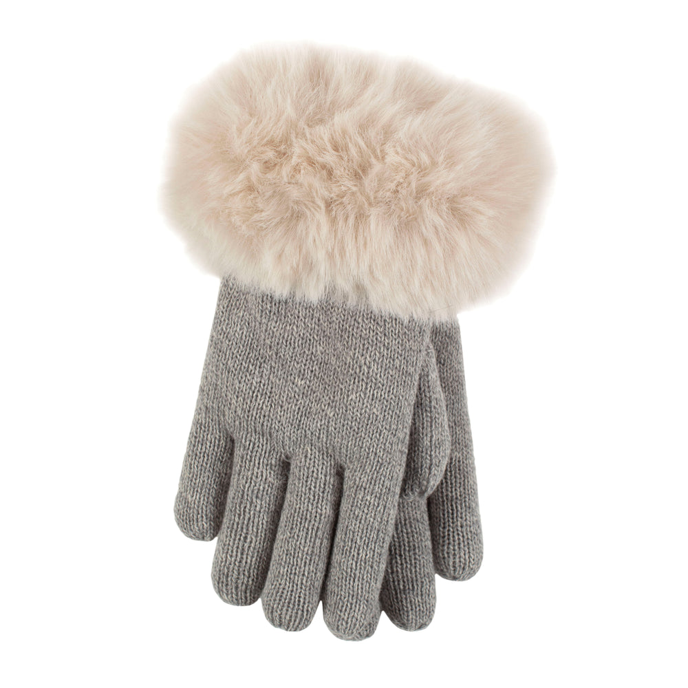 Ladies Hollis Faux Fur Thermal Gloves - Light Grey