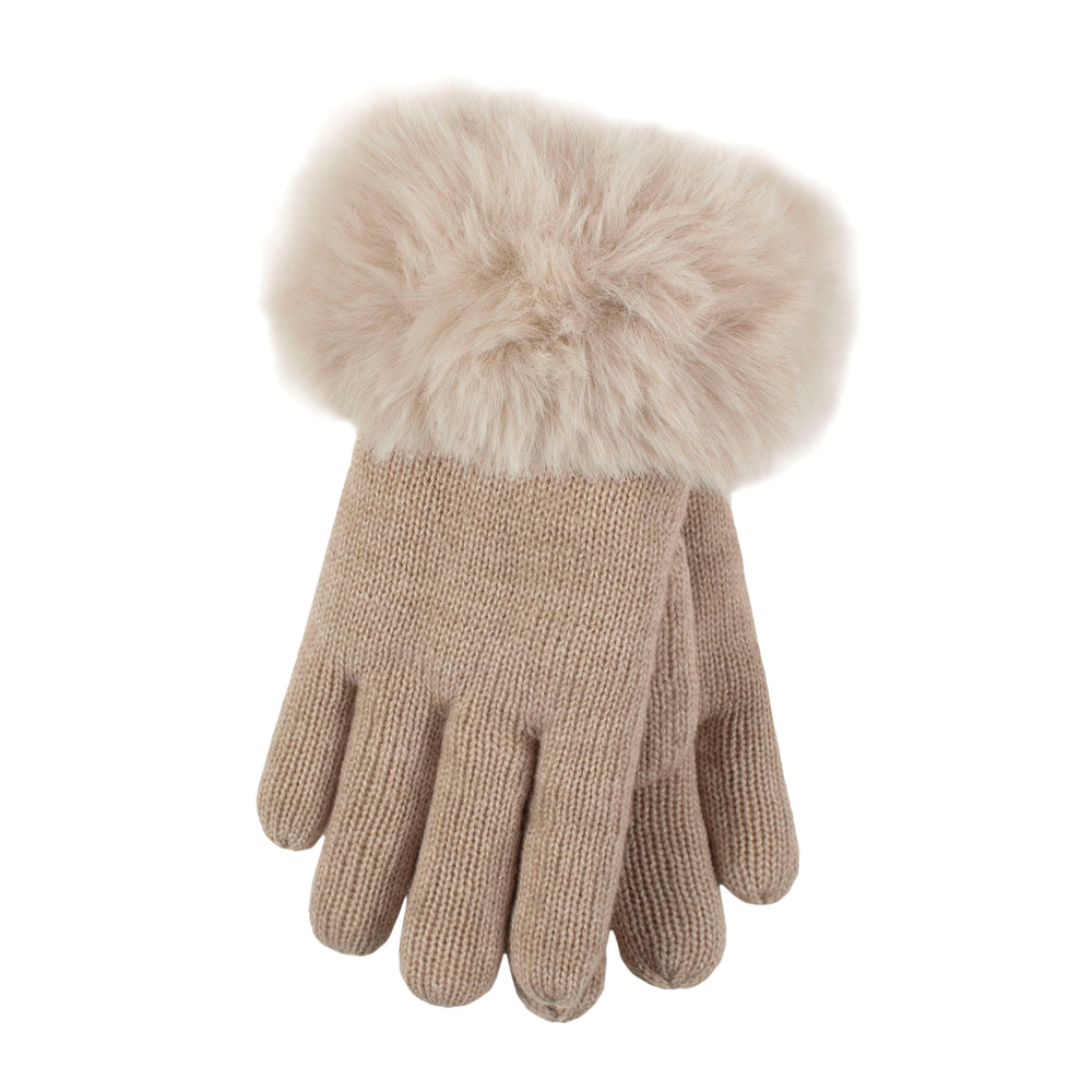 Ladies Hollis Faux Fur Thermal Gloves - Oat