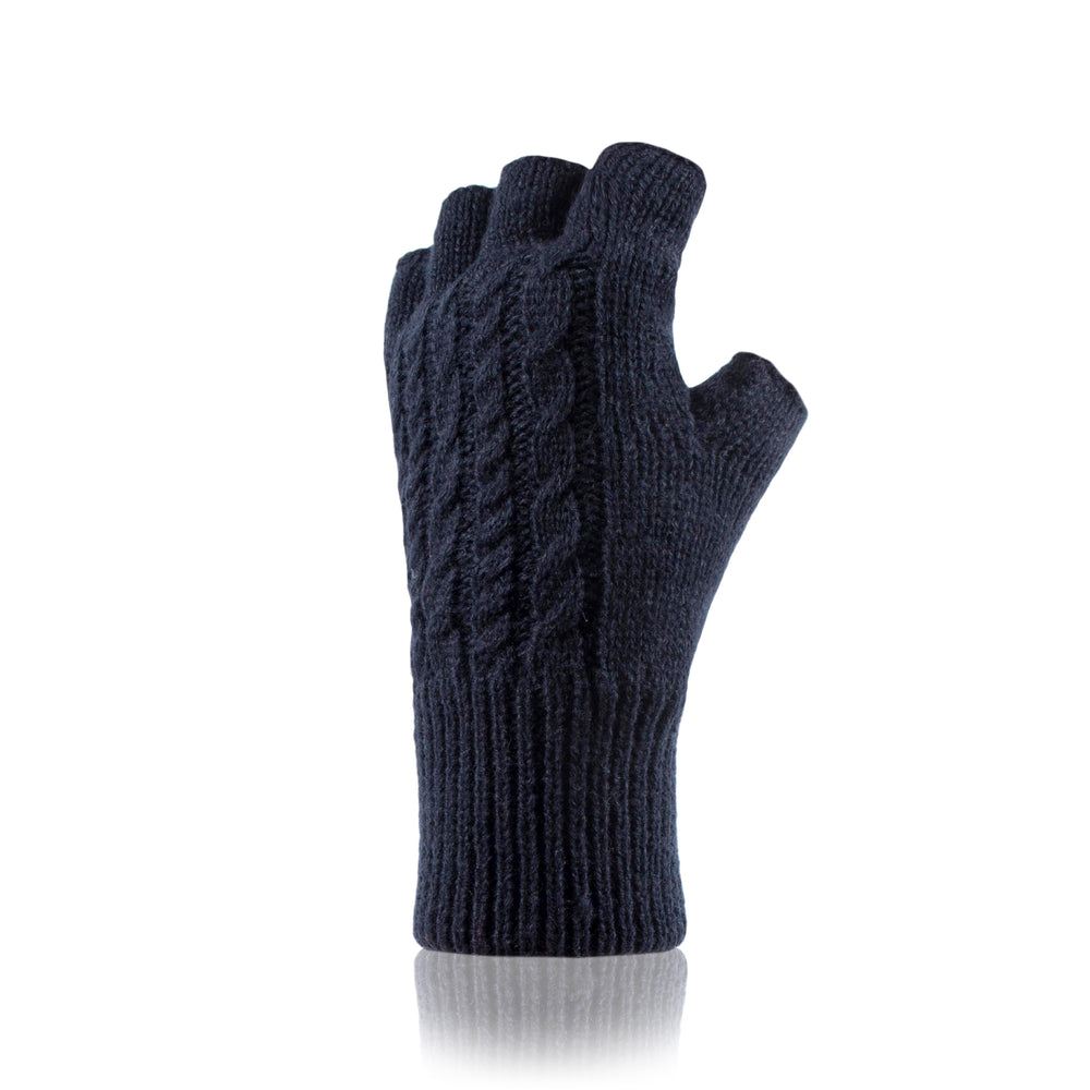 Ladies Ayla Cable Fingerless Gloves - Navy