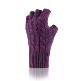 Ladies Cable Fingerless Gloves - Purple Twist