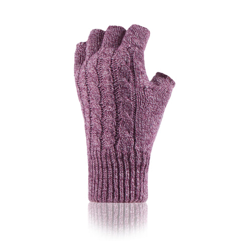 Ladies Cable Fingerless Gloves - Rose