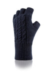 Ladies Cable Fingerless Gloves - Navy