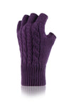 Ladies Cable Fingerless Gloves - Purple