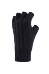 Ladies Cable Fingerless Gloves - Black