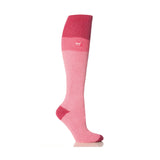Ladies Original Long Ski & Snow Sports Socks - Raspberry, Pink & Light Pink