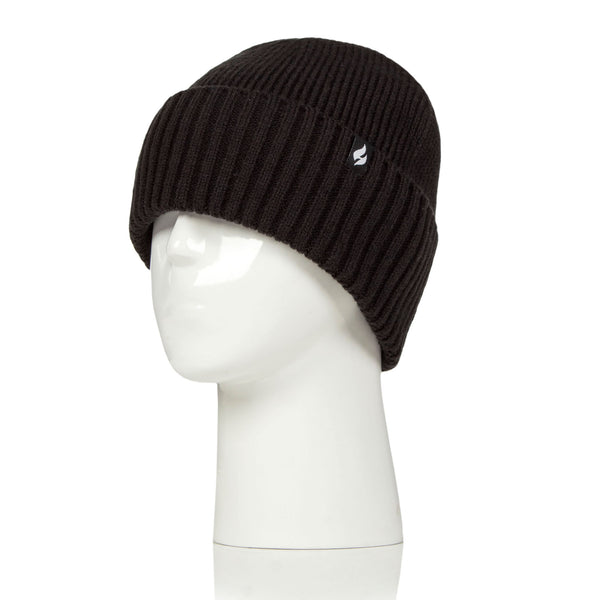Ladies Lite Ashwood Ribbed Turnover Hat - Black