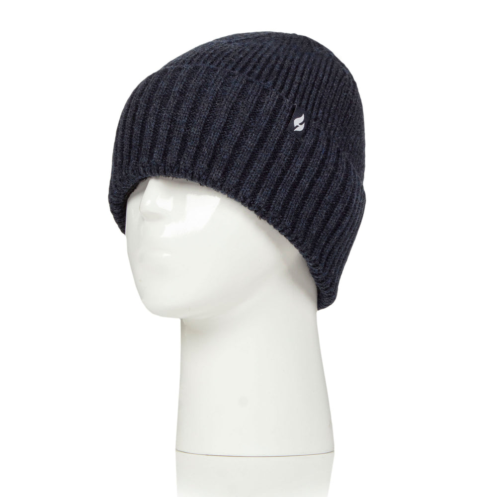 Mens Lite Ashwood Ribbed Turnover Hat - Navy