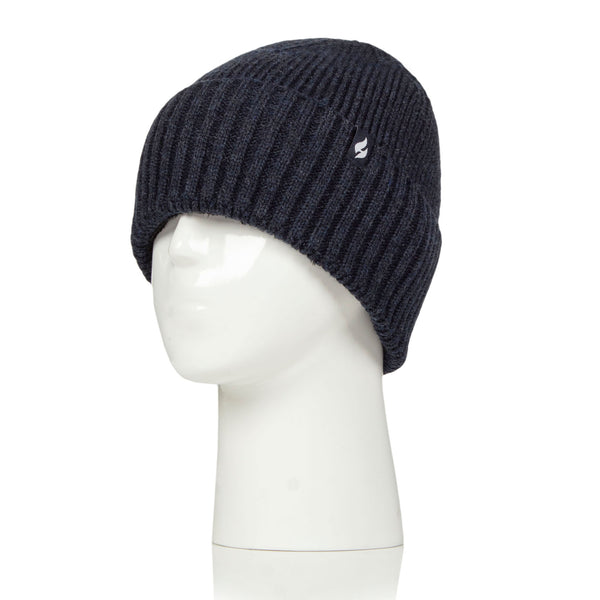 Mens Lite Ashwood Ribbed Turnover Hat - Navy