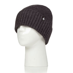 Mens Lite Ashwood Ribbed Turnover Hat - Charcoal