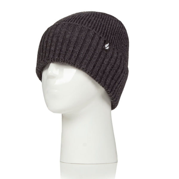 Mens Lite Ashwood Ribbed Turnover Hat - Charcoal