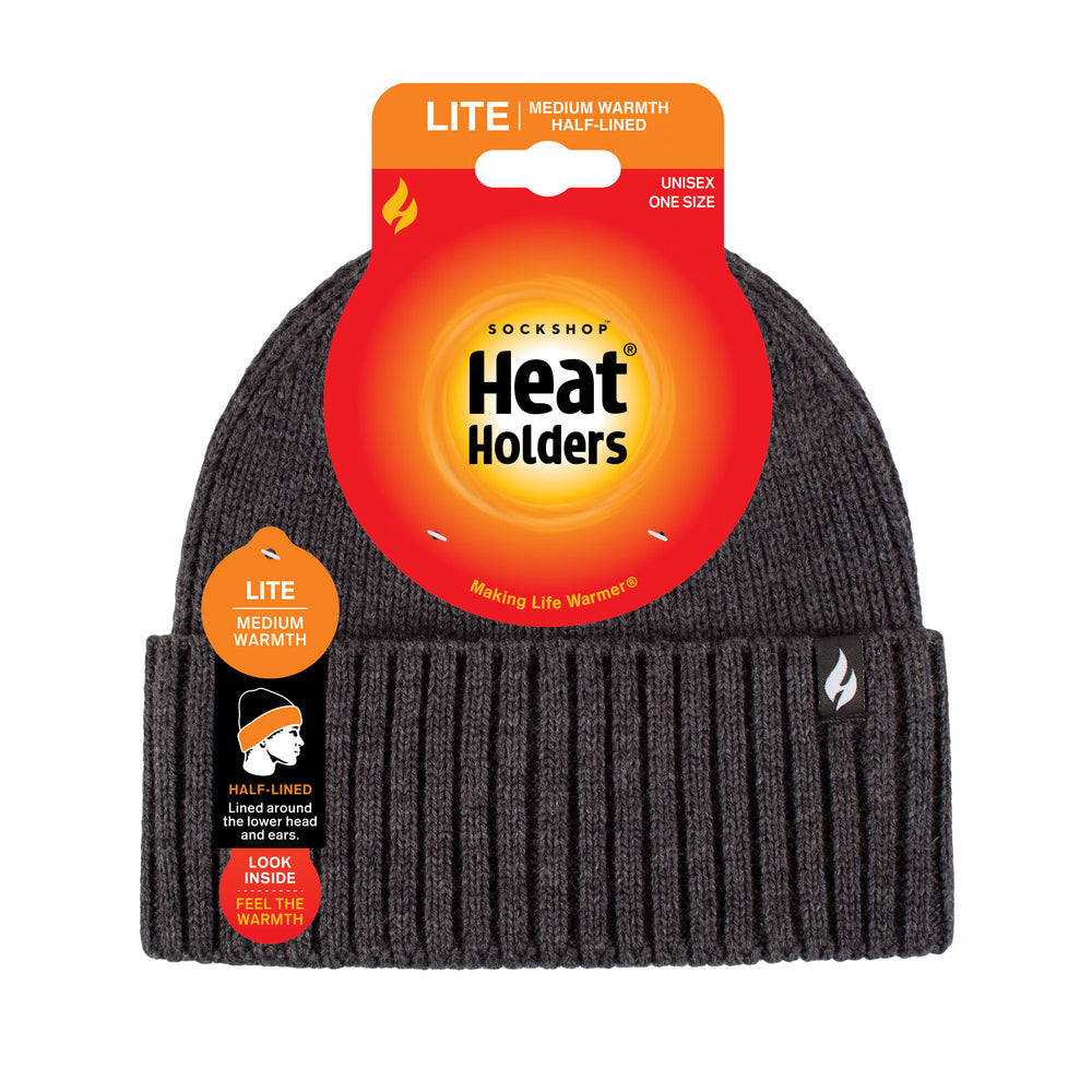 Mens Lite Ashwood Ribbed Turnover Hat - Charcoal