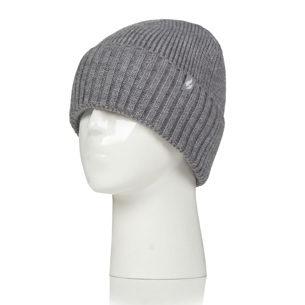 Mens Lite Ashwood Ribbed Turnover Hat - Light Grey