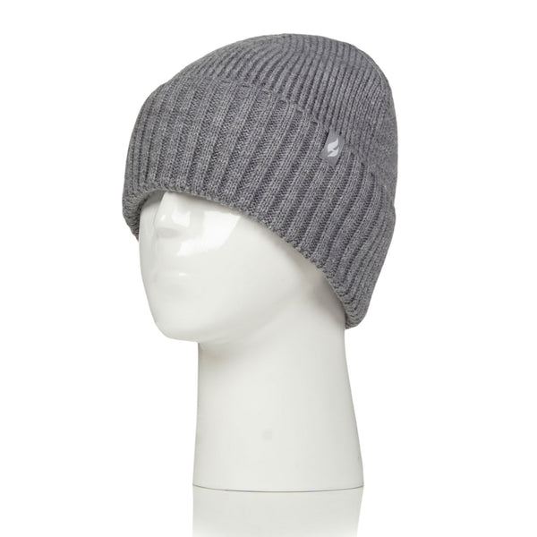 Mens Lite Ashwood Ribbed Turnover Hat - Light Grey