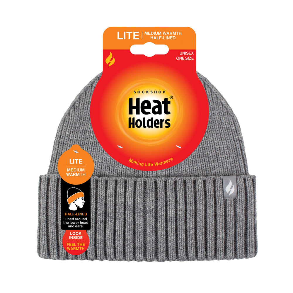 Mens Lite Ashwood Ribbed Turnover Hat - Light Grey