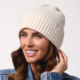 Ladies Lite Ashwood Ribbed Turnover Hat - Cream
