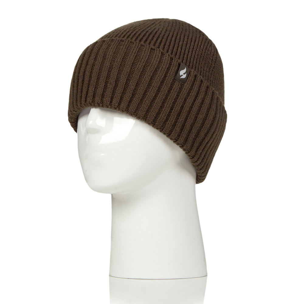 Mens Lite Ashwood Ribbed Turnover Hat - Khaki