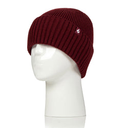 Mens Lite Ashwood Ribbed Turnover Hat - Burgundy