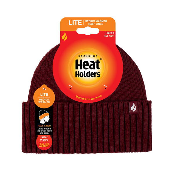 Mens Lite Ashwood Ribbed Turnover Hat - Burgundy