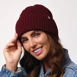 Ladies Lite Ashwood Ribbed Turnover Hat - Burgundy