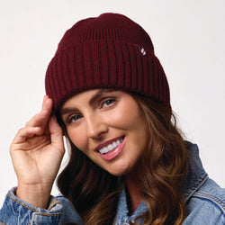 Ladies Lite Ashwood Ribbed Turnover Hat - Burgundy