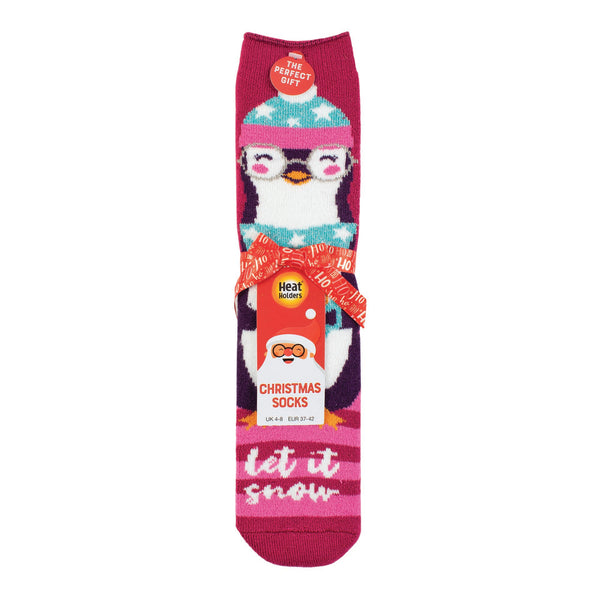 Ladies Lite Christmas Socks - Penguin