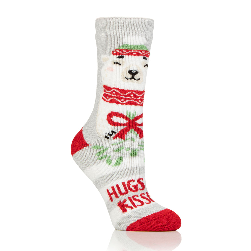 Ladies Lite Christmas Socks - Hugs & Kisses