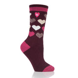 Ladies Lite Dunham Jacquard Socks - Pink Hearts