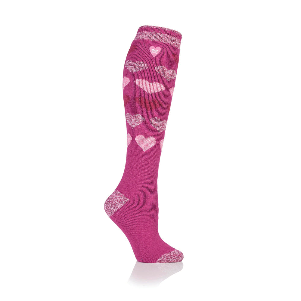 Ladies Lite Jacquard Heart Long Socks - Shaw