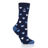 Ladies Lite Jasmine Socks - Navy Hearts