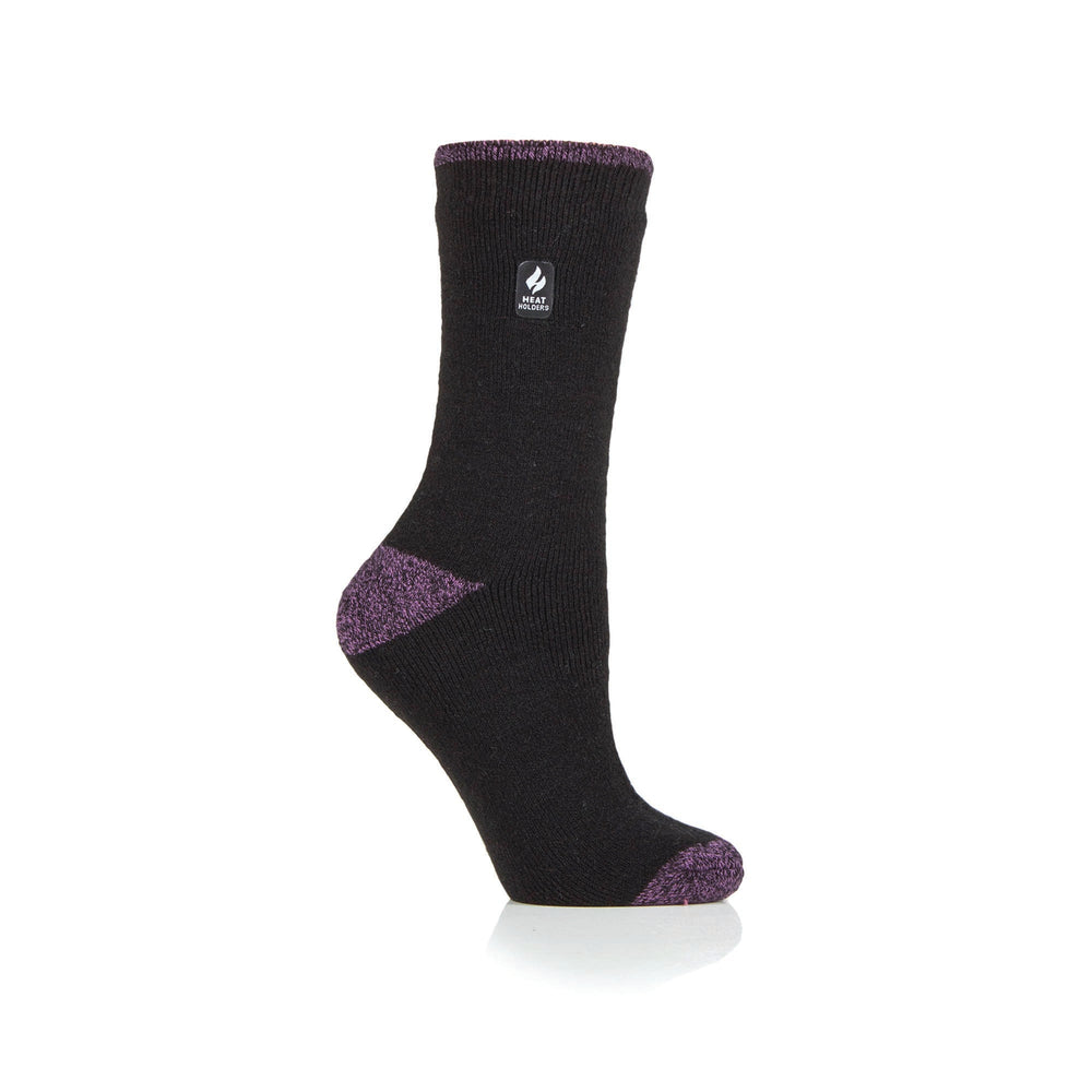 Ladies Lite Tenerife Heel & Toe Socks - Black & Purple