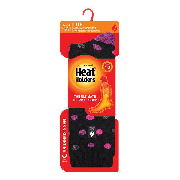 Ladies Lite Malaga Dots Socks - Black & Berry