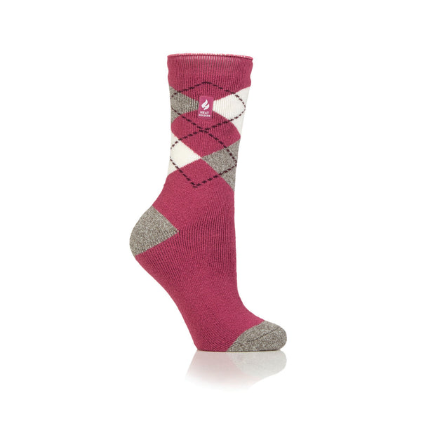 Ladies Lite Argyle Cali Socks - Muted Coral