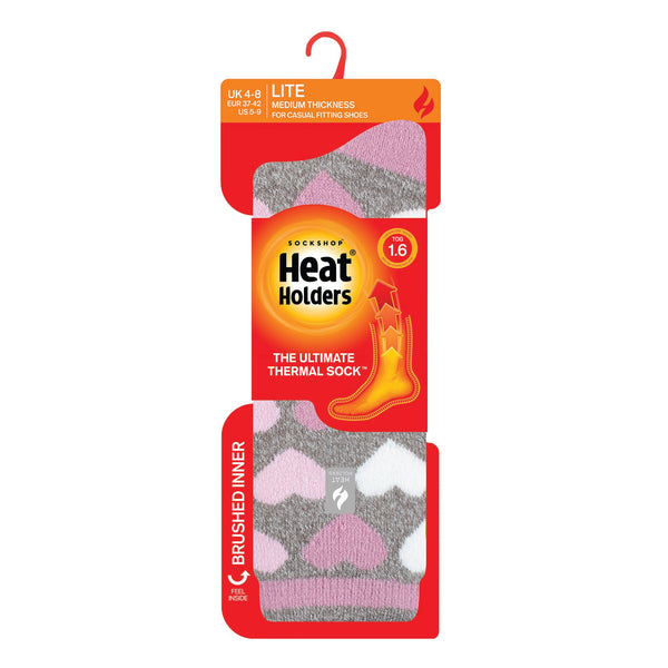 Ladies Lite Paris Hearts Socks - Grey