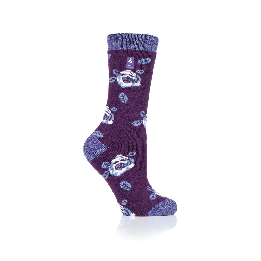 Ladies Lite Rome Floral Socks - Plum