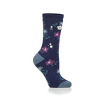 Ladies Lite Lanuza Floral Socks - Soft Navy