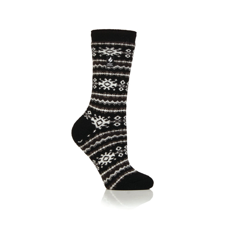 Ladies Lite Fairisle Nordic Socks - Black / Charcoal