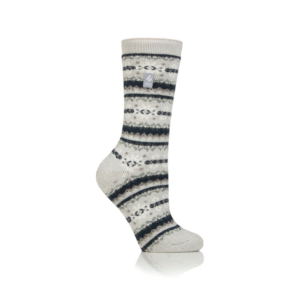 Ladies Lite Fairisle Nordic Socks - Grey & Blue