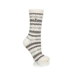 Ladies Lite Fairisle Nordic Socks - Ivory & Grey