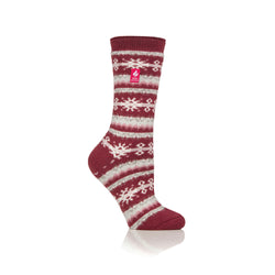 Ladies Lite Fairisle Nordic Socks - Vibrant Raspberry