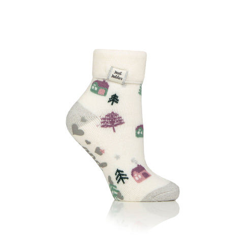 Ladies Lite Lounge Socks with Turnover Top - Cosy Cabin