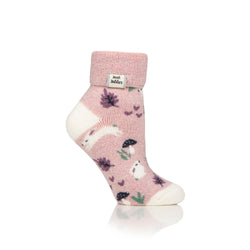 Ladies Lite Jacquard Lounge Socks with Turnover Top - Maisie Bunnies