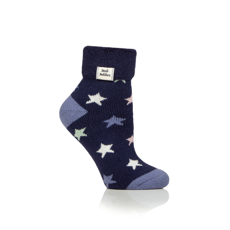 Ladies Lite Jacquard Lounge Socks with Turnover Top - Maisie Stars